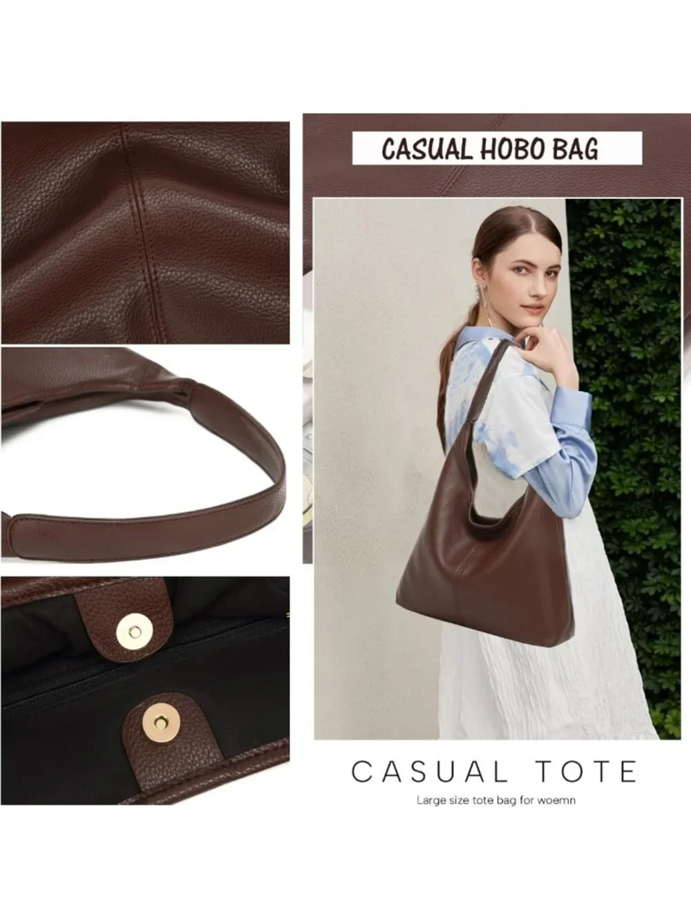 Soft Slouchy Hobo Bag for Women | Stylish PU Leather Tote for Work & Travel